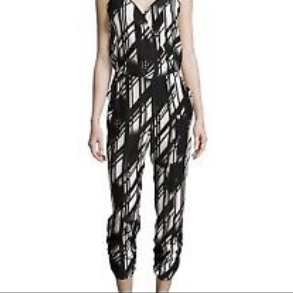 Parker Silk Black and White Jumpsuit, Size small.